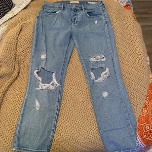 Distressed boyfriend jeans